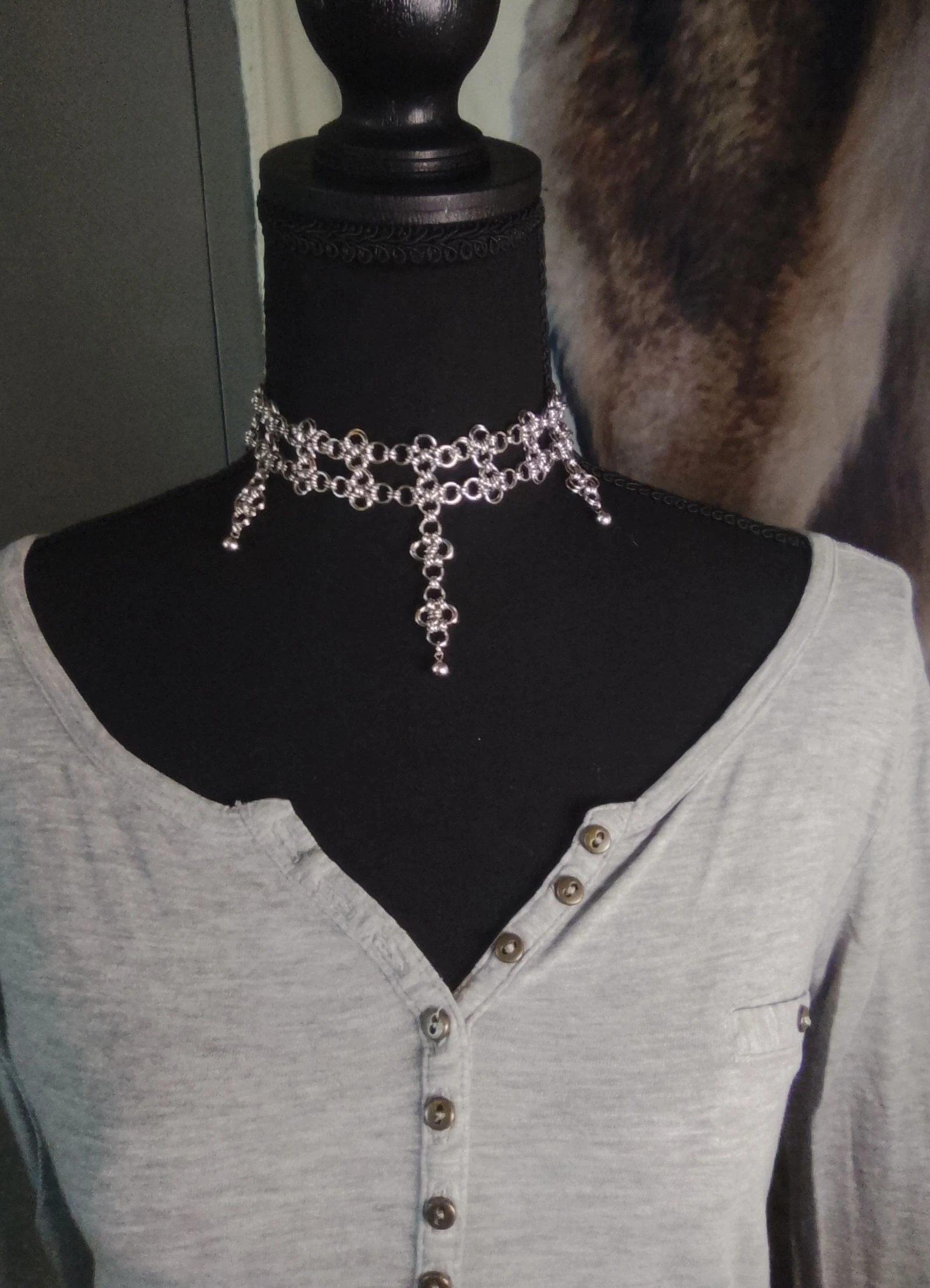 Choker halsband decolleté Japanse chainmail Gothische stijl – photo 2